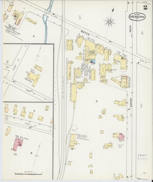 Sanborn Fire Insurance Map from Sherburne, Chenango County, New York (1892), Sheet #0002 - Historic Sanborn Fire Insurance Map Print, vintage old map wall art, antique decor, genealogy gift, New York New York map