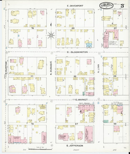 Sanborn Fire Insurance Map from Iowa City, Johnson County, Iowa (1892), Sheet #0003 - Historic Sanborn Fire Insurance Map Print