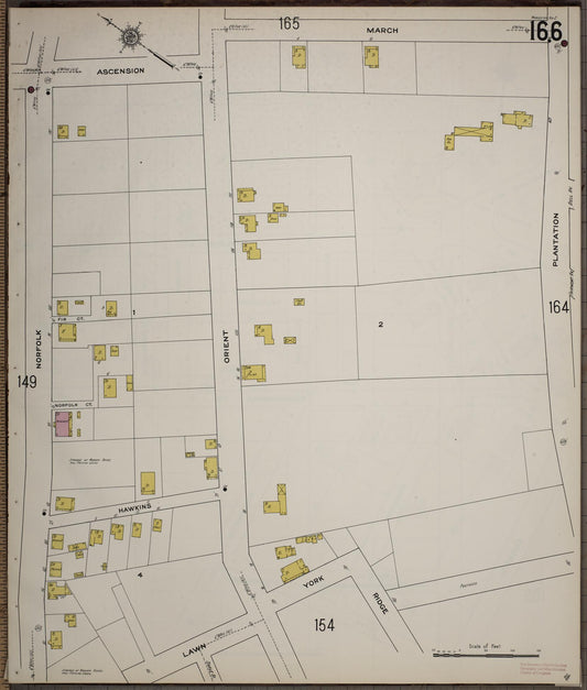 Sanborn Fire Insurance Map from Worcester, Worcester County, Massachusetts (1910), Sheet #0166 - Historic Sanborn Fire Insurance Map Print, vintage old map wall art, antique decor, genealogy gift, Massachusetts Massachusetts map