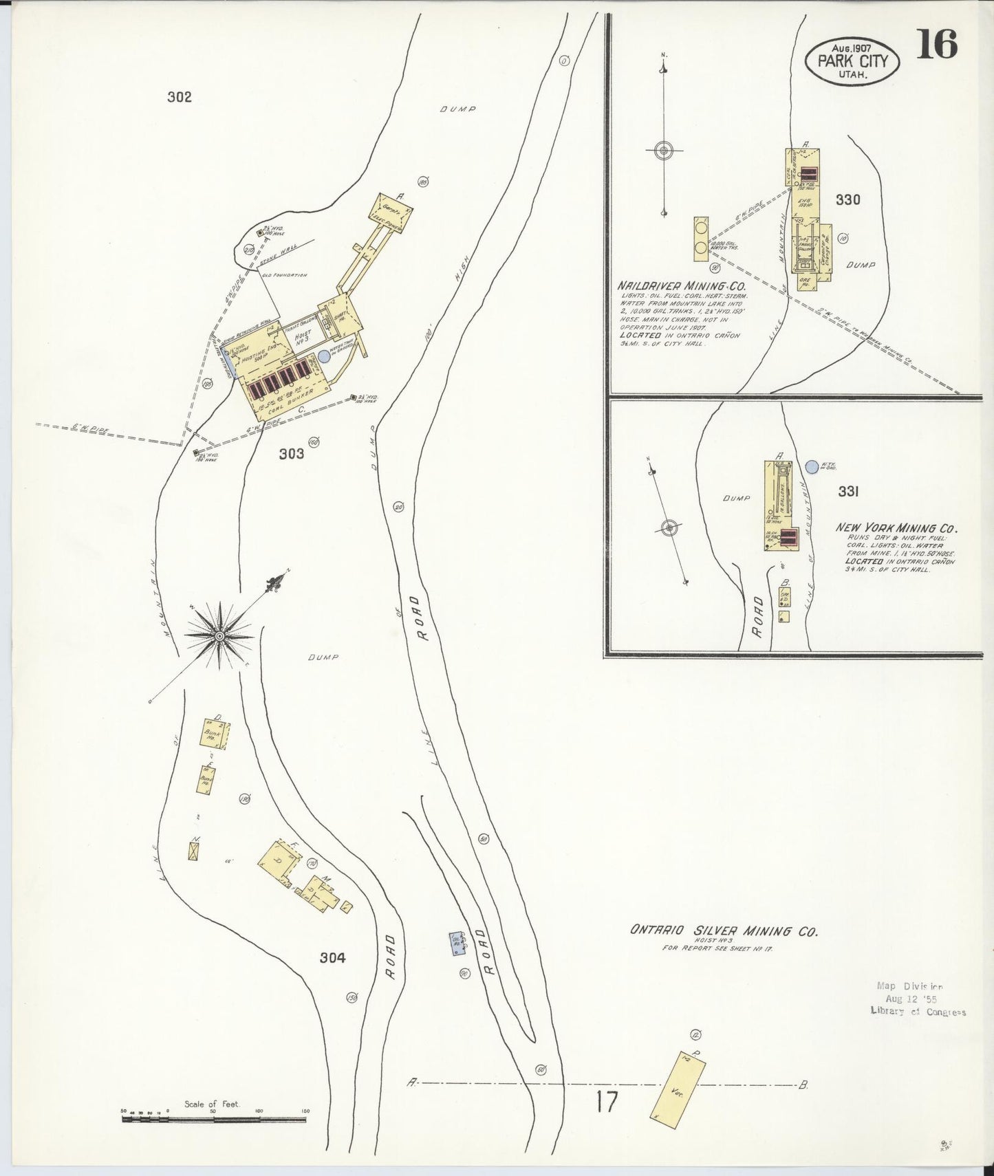 Sanborn Fire Insurance Map from Park City, Summit County, Utah (1907), Sheet #0016 - Complete Map Set gallery image, historic Sanborn map, vintage wall art, Utah Utah