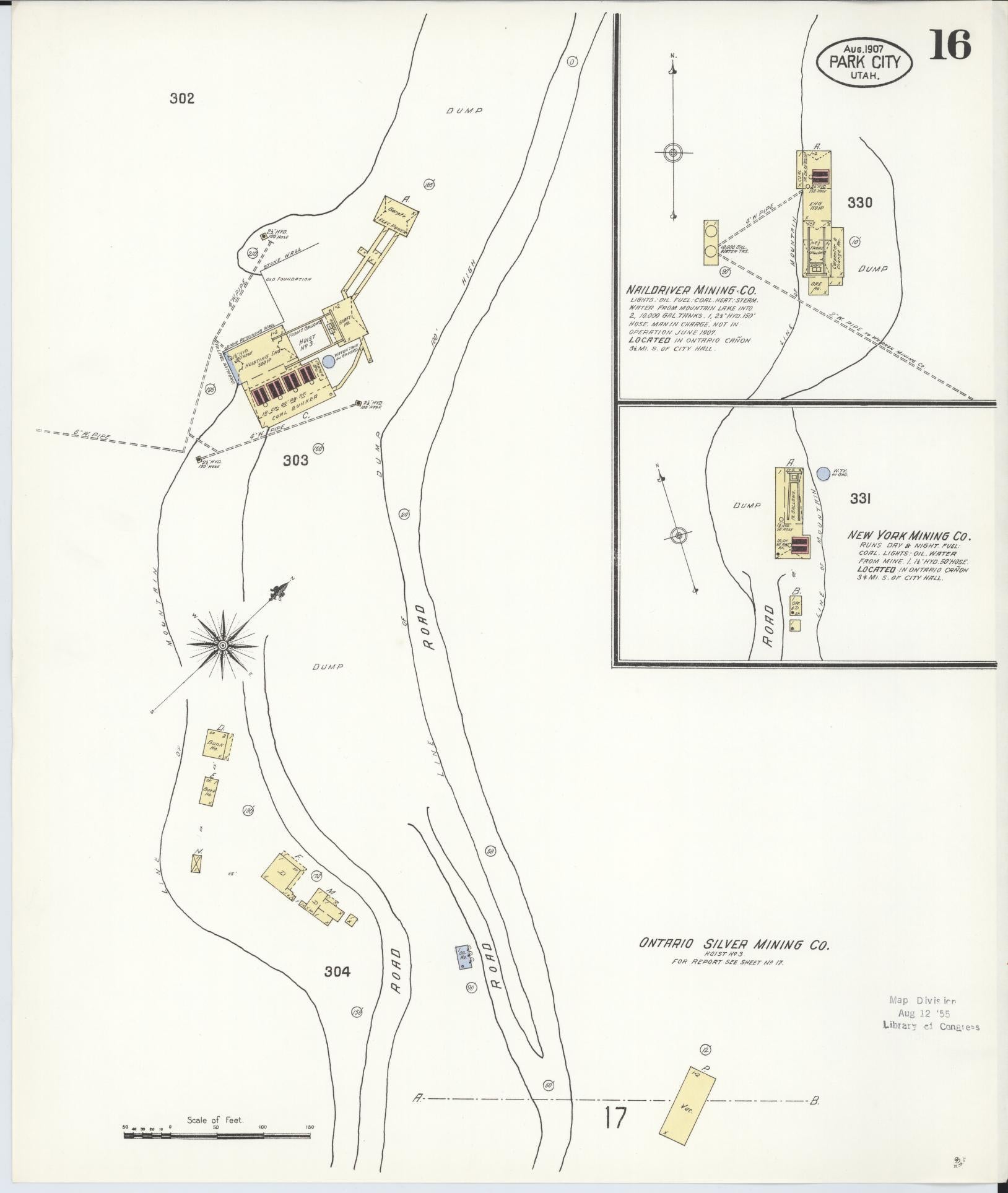 Sanborn Fire Insurance Map from Park City, Summit County, Utah (1907), Sheet #0016 - Complete Map Set gallery image, historic Sanborn map, vintage wall art, Utah Utah