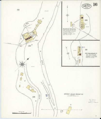 Sanborn Fire Insurance Map from Park City, Summit County, Utah (1907), Sheet #0016 - Complete Map Set gallery image, historic Sanborn map, vintage wall art, Utah Utah