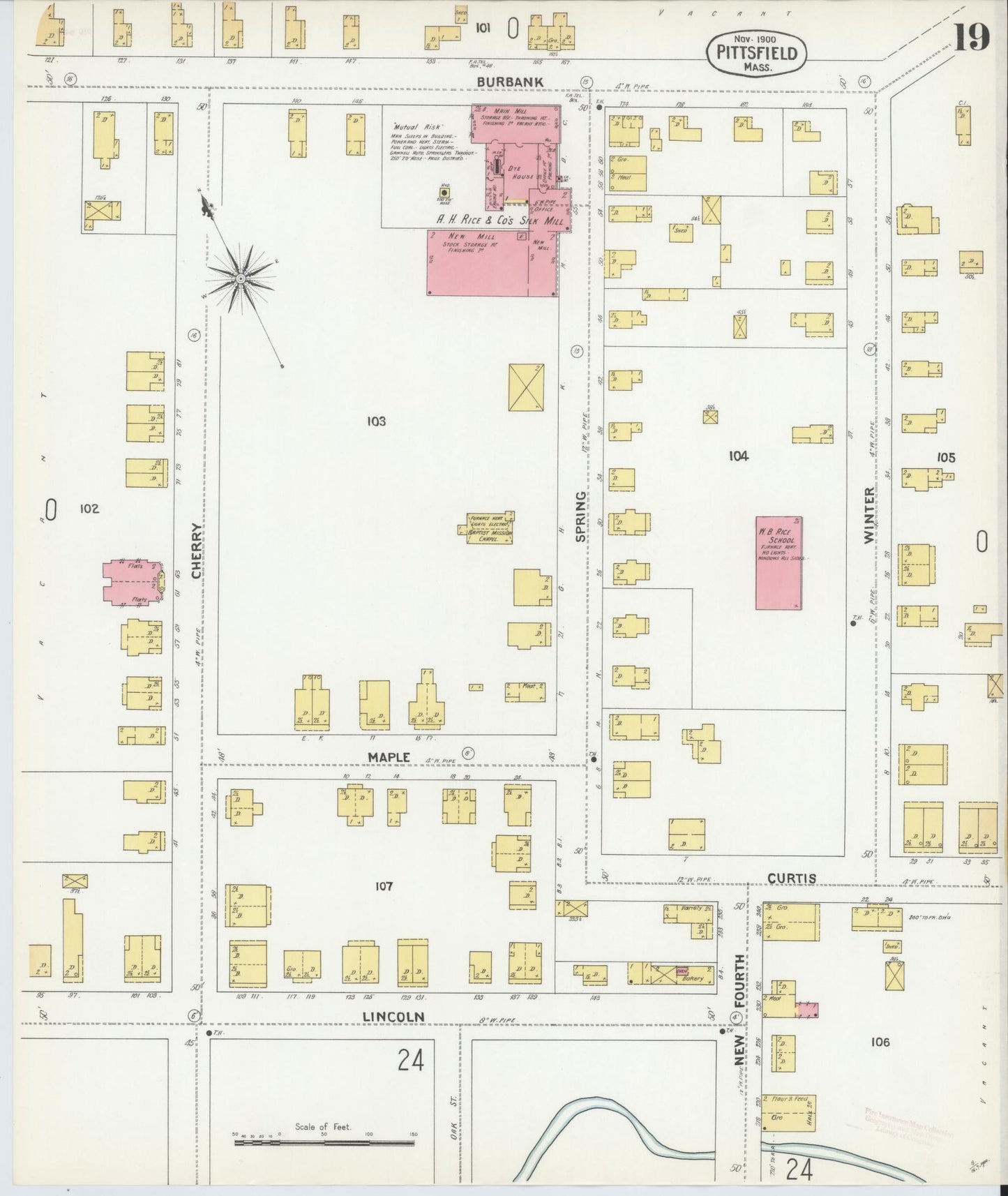 Sanborn Fire Insurance Map from Pittsfield, Berkshire County, Massachusetts (1900), Sheet #0019 - Complete Map Set gallery image, historic Sanborn map, vintage wall art, Massachusetts Massachusetts