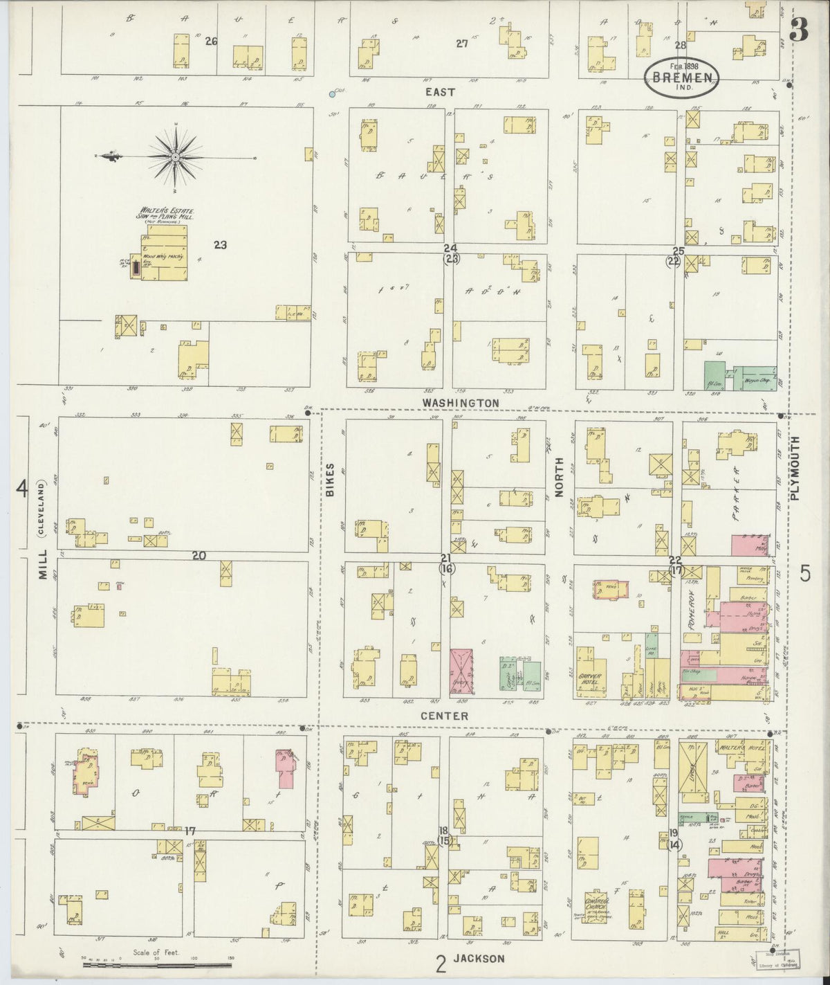 Sanborn Fire Insurance Map from Bremen, Marshall County, Indiana (1898), Sheet #0003 - Historic Sanborn Fire Insurance Map Print, vintage old map wall art, antique decor, genealogy gift, Indiana Indiana map