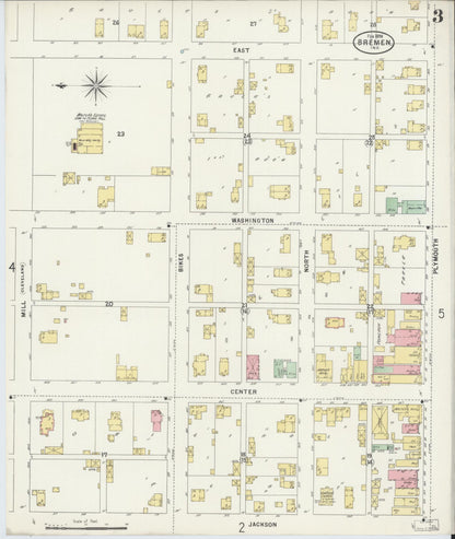 Sanborn Fire Insurance Map from Bremen, Marshall County, Indiana (1898), Sheet #0003 - Historic Sanborn Fire Insurance Map Print, vintage old map wall art, antique decor, genealogy gift, Indiana Indiana map