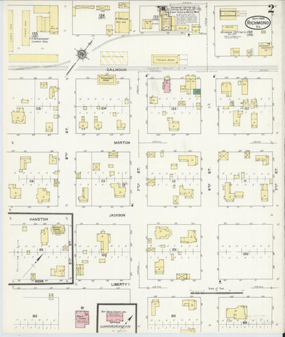 Sanborn Fire Insurance Map from Richmond, Fort Bend County, Texas (1909), Sheet #0002 - Historic Sanborn Fire Insurance Map Print, vintage old map wall art, antique decor, genealogy gift, Texas Texas map