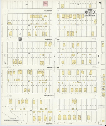 Sanborn Fire Insurance Map from Irwin, Westmoreland County, Pennsylvania (1909), Sheet #0007 - Historic Sanborn Fire Insurance Map Print, vintage old map wall art, antique decor, genealogy gift, Pennsylvania Pennsylvania map