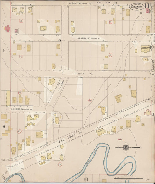 Sanborn Fire Insurance Map from Gresham, Multnomah County, Oregon (1941), Sheet #0011 - Historic Sanborn Fire Insurance Map Print, vintage old map wall art, antique decor, genealogy gift, Oregon Oregon map