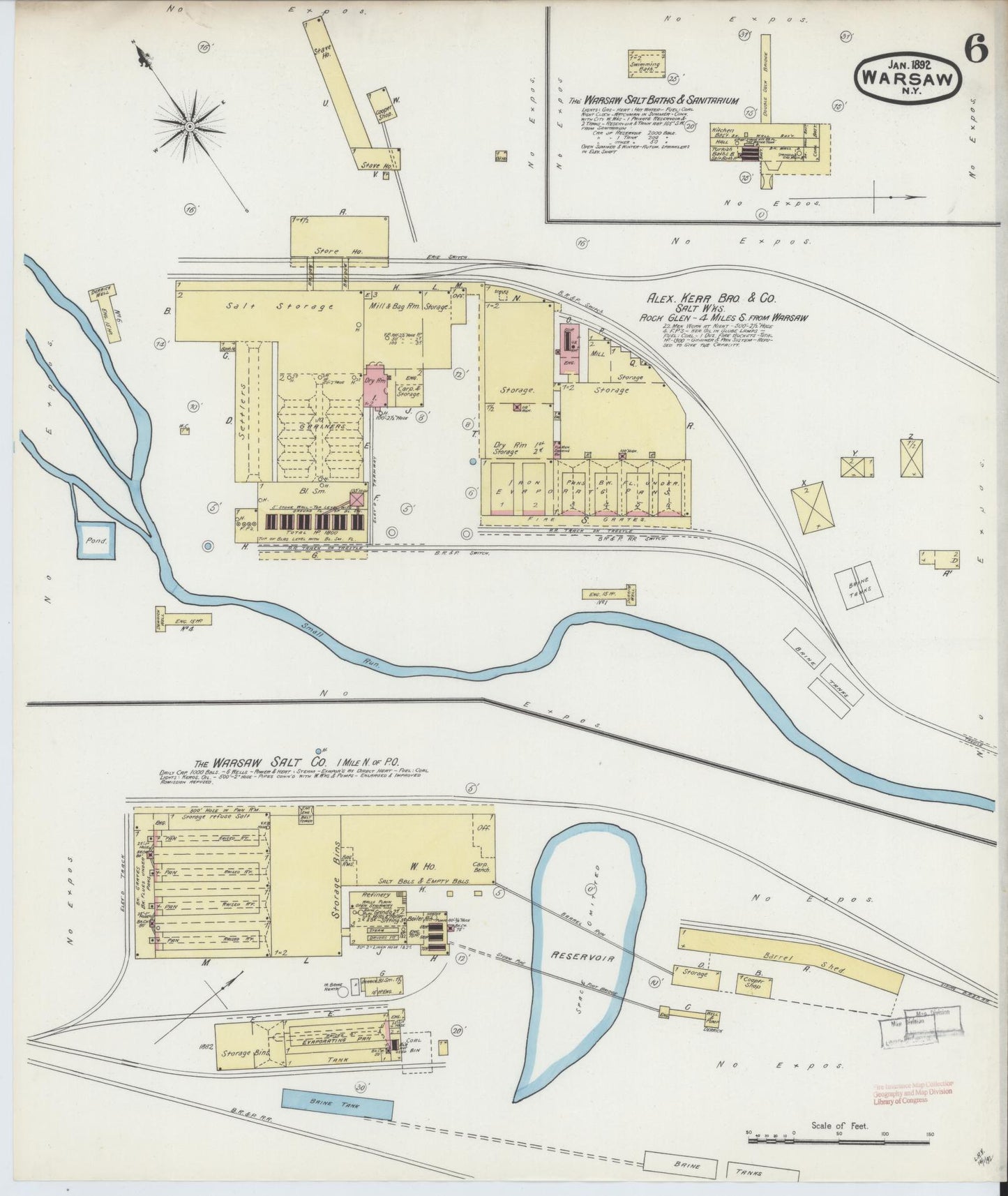 Sanborn Fire Insurance Map from Warsaw, Wyoming County, New York (1892), Sheet #0006 - Complete Map Set gallery image, historic Sanborn map, vintage wall art, Warsaw Wyoming