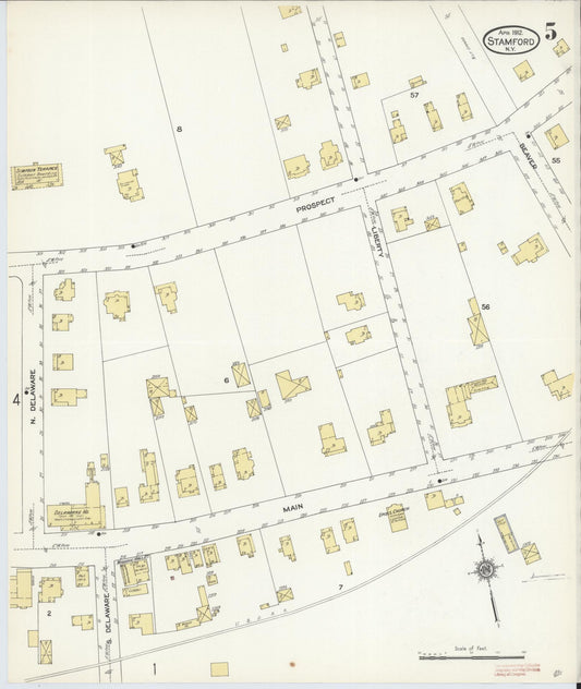 Sanborn Fire Insurance Map from Stamford, Delaware County, New York (1912), Sheet #0005 - Historic Sanborn Fire Insurance Map Print, vintage old map wall art, antique decor, genealogy gift, Stamford Delaware map