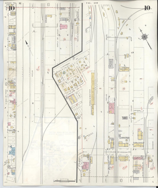 Sanborn Fire Insurance Map from Borger, Hutchinson County, Texas (1950), Sheet #0010 - Historic Sanborn Fire Insurance Map Print, vintage old map wall art, antique decor, genealogy gift, Texas Texas map