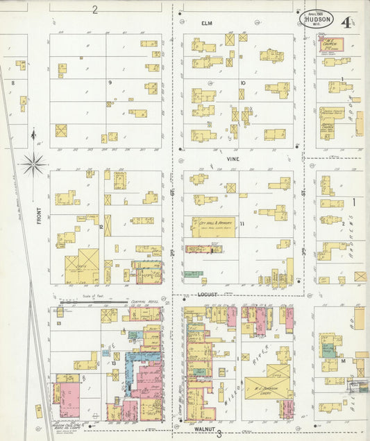 Sanborn Fire Insurance Map from Hudson, St. Croix County, Wisconsin (1900), Sheet #0004 - Historic Sanborn Fire Insurance Map Print, vintage old map wall art, antique decor, genealogy gift, Wisconsin Wisconsin map