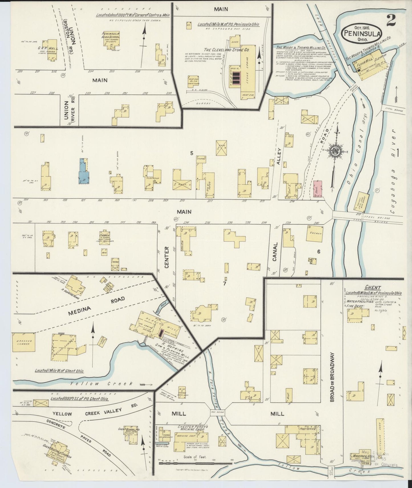 Sanborn Fire Insurance Map from Peninsula, Summit County, Ohio (1916), Sheet #0002 - Complete Map Set gallery image, historic Sanborn map, vintage wall art, Ohio Ohio