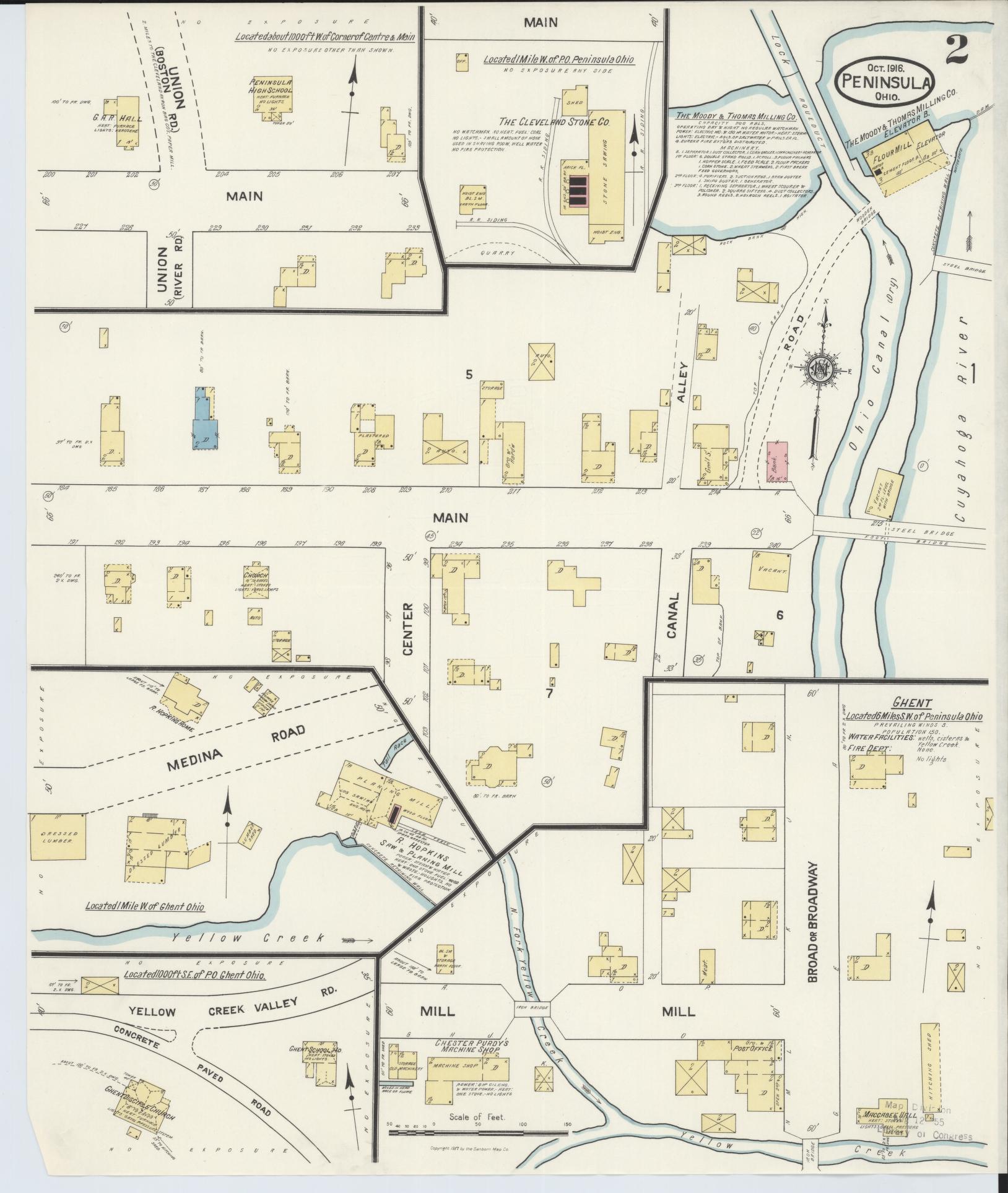 Sanborn Fire Insurance Map from Peninsula, Summit County, Ohio (1916), Sheet #0002 - Complete Map Set gallery image, historic Sanborn map, vintage wall art, Ohio Ohio