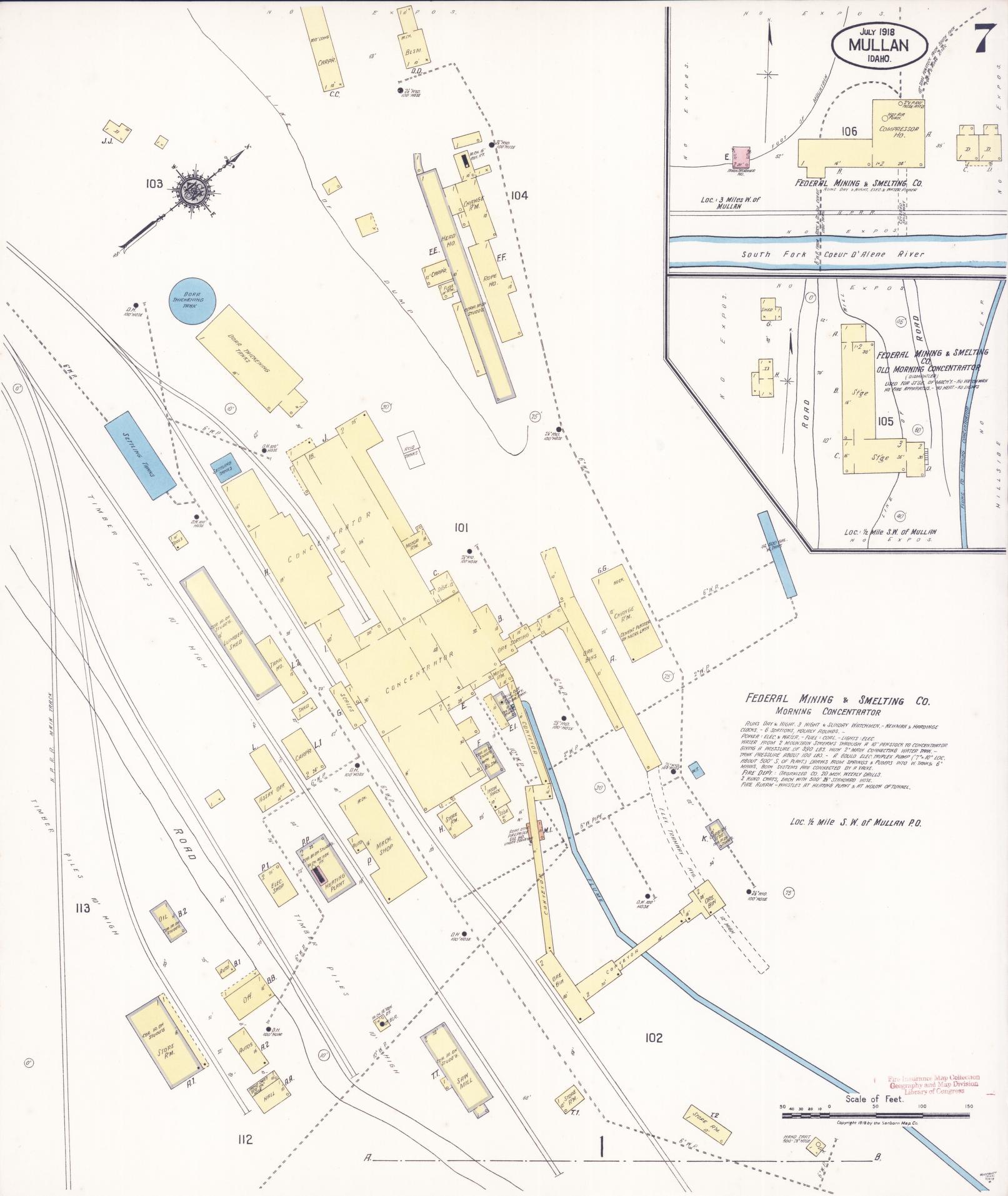 Sanborn Fire Insurance Map from Mullan, Shoshone County, Idaho (1918), Sheet #0007 - Complete Map Set gallery image, historic Sanborn map, vintage wall art, Idaho Idaho