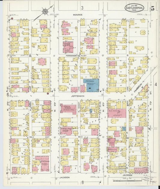 Sanborn Fire Insurance Map from East Liverpool, Columbiana County, Ohio (1913), Sheet #0005 - Historic Sanborn Fire Insurance Map Print, vintage old map wall art, antique decor, genealogy gift, Ohio Ohio map
