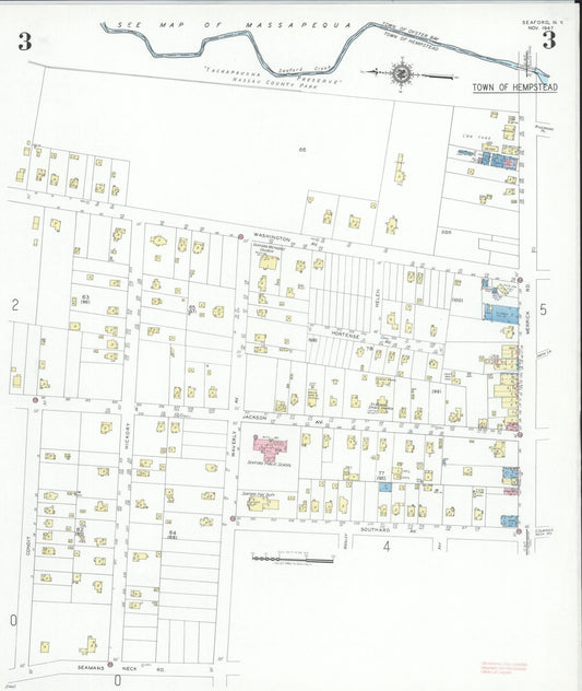 Sanborn Fire Insurance Map from Seaford, Nassau County, New York (1947), Sheet #0003 - Historic Sanborn Fire Insurance Map Print, vintage old map wall art, antique decor, genealogy gift, New York New York map