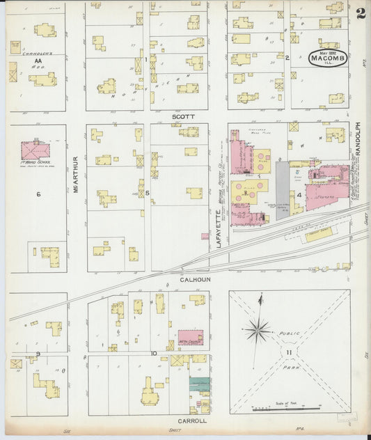 Sanborn Fire Insurance Map from Macomb, Mcdonough County, Illinois (1892), Sheet #0002 - Historic Sanborn Fire Insurance Map Print, vintage old map wall art, antique decor, genealogy gift, Illinois Illinois map