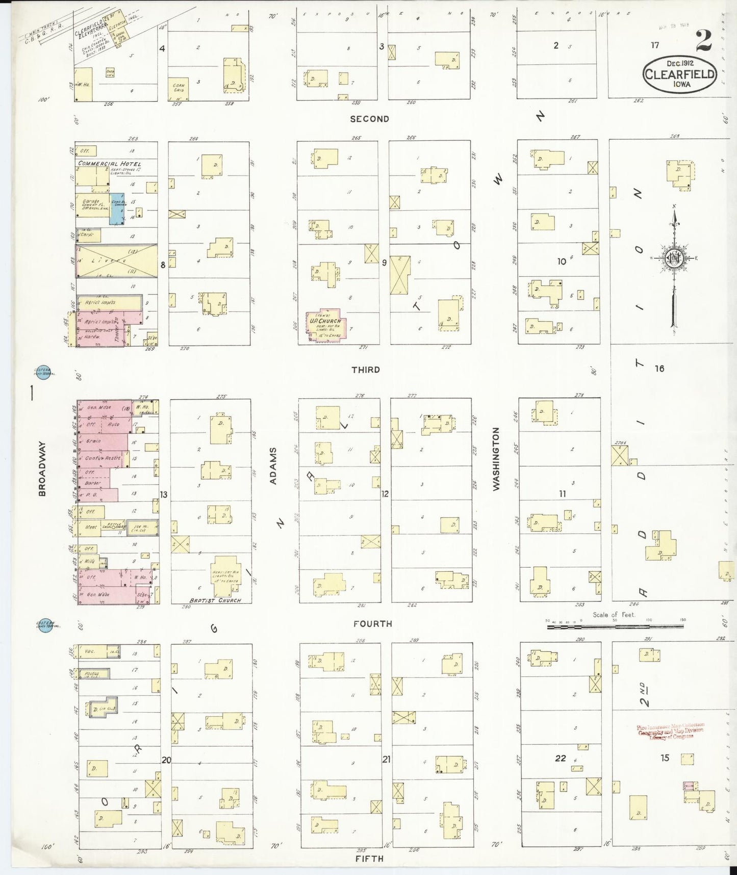 Sanborn Fire Insurance Map from Clearfield, Taylor County, Iowa (1912), Sheet #0002 - Historic Sanborn Fire Insurance Map Print, vintage old map wall art