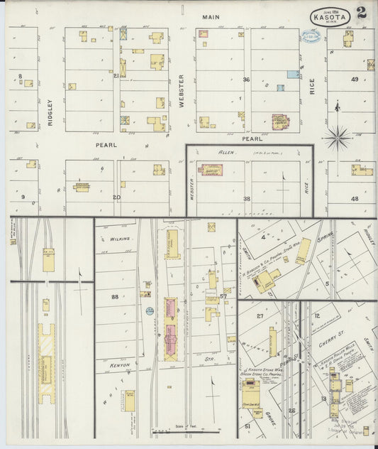 Sanborn Fire Insurance Map from Kasota, Le Sueur County, Minnesota (1894), Sheet #0002 - Historic Sanborn Fire Insurance Map Print, vintage old map wall art, antique decor, genealogy gift, Minnesota Minnesota map