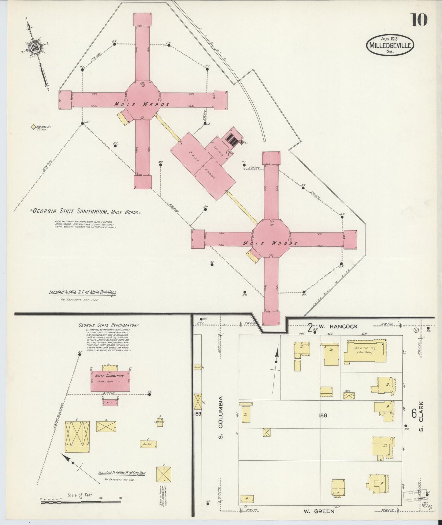 Sanborn Fire Insurance Map from Milledgeville, Baldwin County, Georgia (1913), Sheet #0010 - Complete Map Set gallery image, historic Sanborn map, vintage wall art, Georgia Georgia
