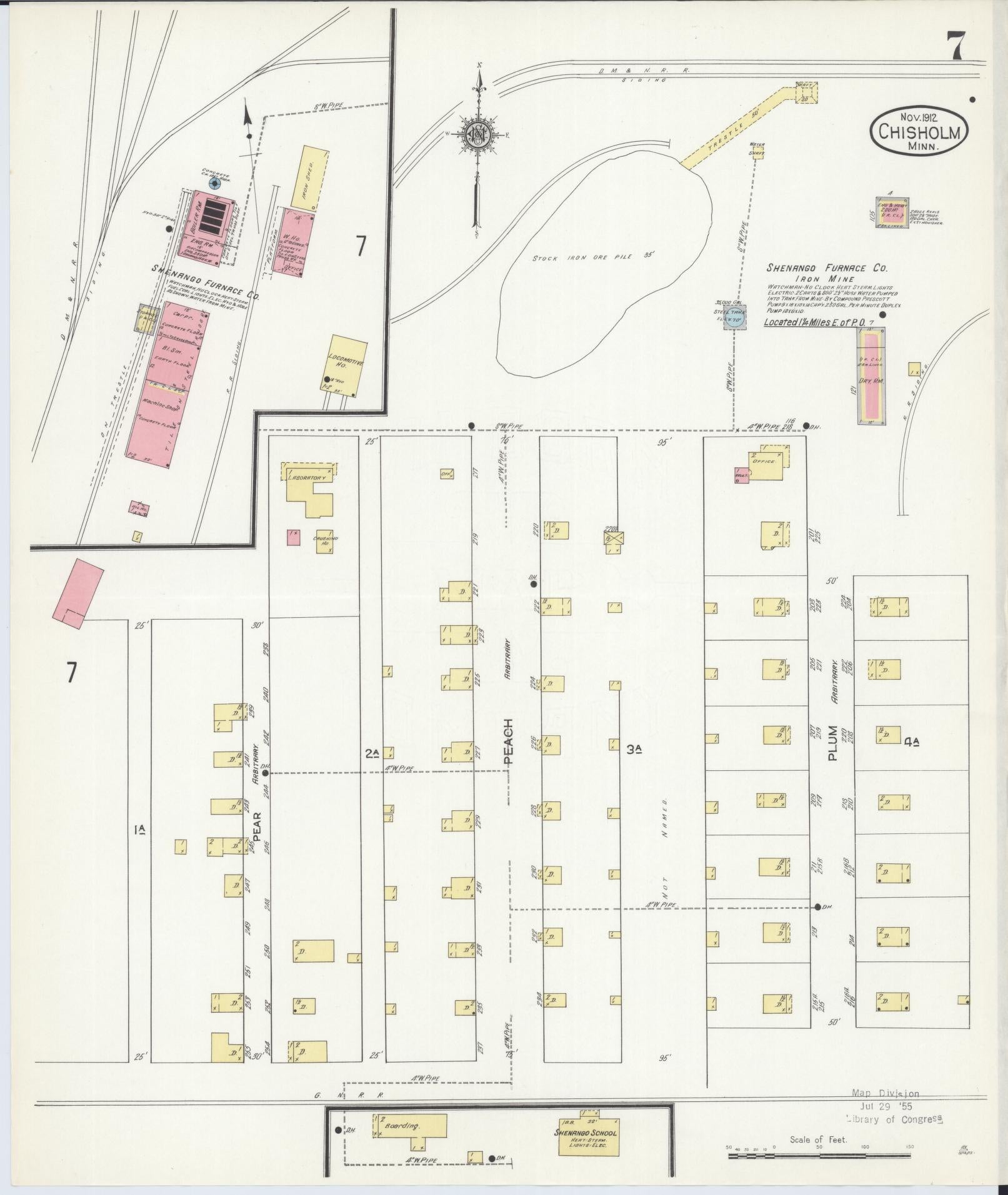 Sanborn Fire Insurance Map from Chisholm, Saint Louis County, Minnesota (1912), Sheet #0007 - Complete Map Set gallery image, historic Sanborn map, vintage wall art, Minnesota Minnesota