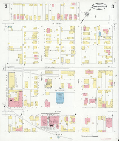 Sanborn Fire Insurance Map from Lawrenceburg, Dearborn County, Indiana (1931), Sheet #0003 - Historic Sanborn Fire Insurance Map Print, vintage old map wall art, antique decor, genealogy gift, Indiana Indiana map