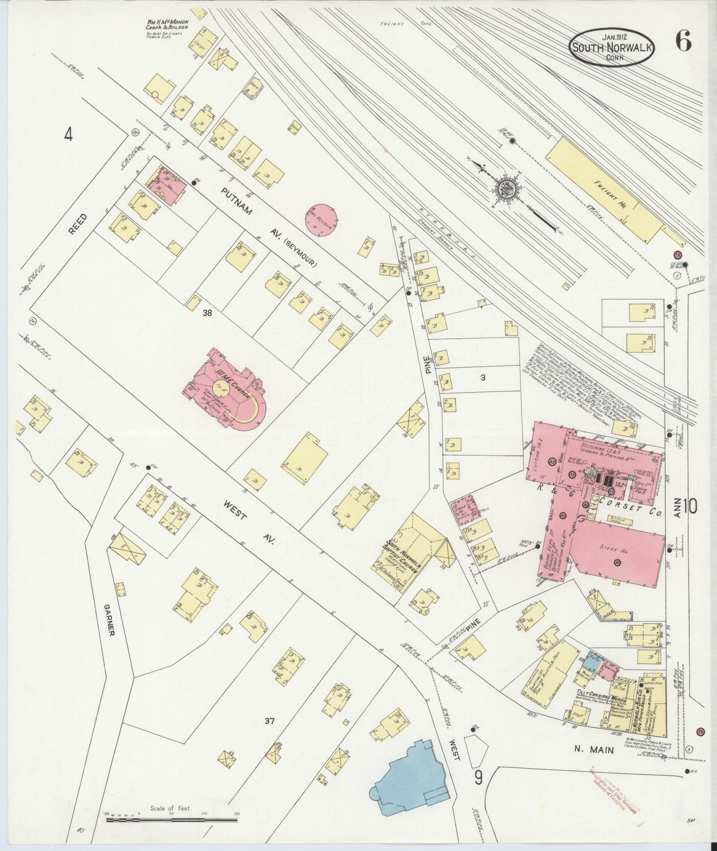 Sanborn Fire Insurance Map from South Norwalk, Fairfield County, Connecticut (1912), Sheet #0006 - Complete Map Set gallery image, historic Sanborn map, vintage wall art, Connecticut Connecticut