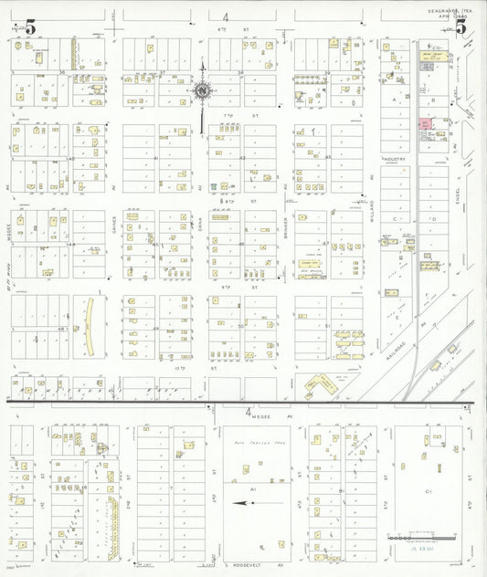 Sanborn Fire Insurance Map from Seagraves, Gaines County, Texas (1940), Sheet #0005 - Historic Sanborn Fire Insurance Map Print, vintage old map wall art, antique decor, genealogy gift, Texas Texas map