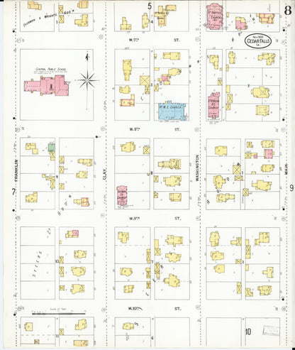Sanborn Fire Insurance Map from Cedar Falls, Black Hawk County, Iowa (1900), Sheet #0008 - Historic Sanborn Fire Insurance Map Print