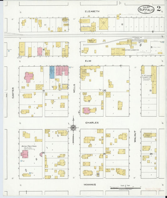 Sanborn Fire Insurance Map from Buffalo, Sangamon County, Illinois (1917), Sheet #0002 - Historic Sanborn Fire Insurance Map Print, vintage old map wall art, antique decor, genealogy gift, Illinois Illinois map