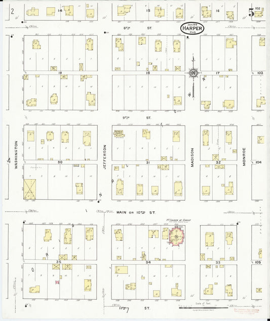 Sanborn Fire Insurance Map from Harper, Harper County, Kansas (1918), Sheet #0005 - Historic Sanborn Fire Insurance Map Print, vintage old map wall art, antique decor, genealogy gift, Kansas Kansas map