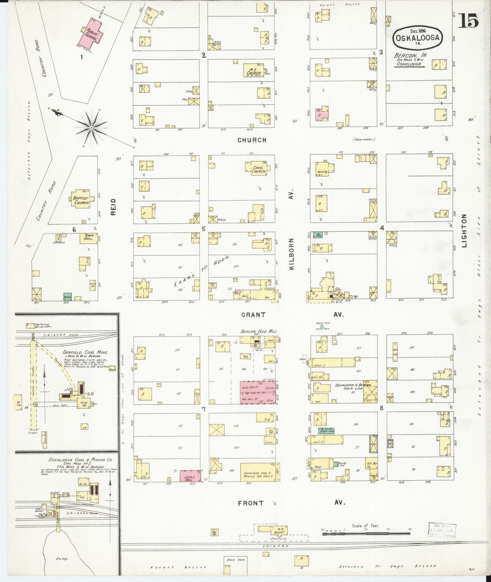 Sanborn Fire Insurance Map from Oskaloosa, Mahaska County, Iowa (1896), Sheet #0015 - Historic Sanborn Fire Insurance Map Print