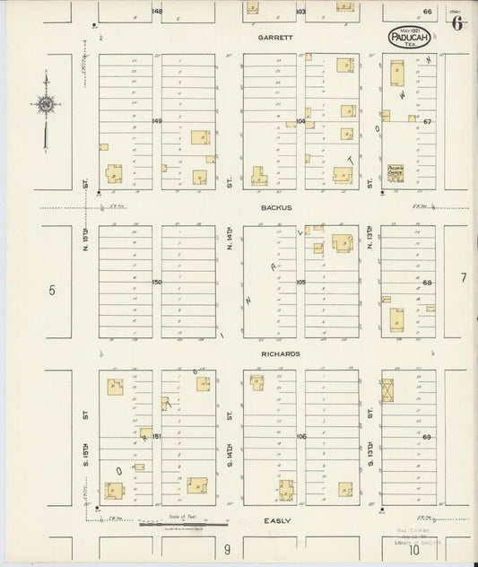 Sanborn Fire Insurance Map from Paducah, Cottle County, Texas (1921), Sheet #0006 - Historic Sanborn Fire Insurance Map Print, vintage old map wall art, antique decor, genealogy gift, Texas Texas map