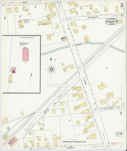 Sanborn Fire Insurance Map from Randolph, Norfolk County, Massachusetts (1909), Sheet #0005 - Complete Map Set gallery image, historic Sanborn map, vintage wall art, Massachusetts Massachusetts