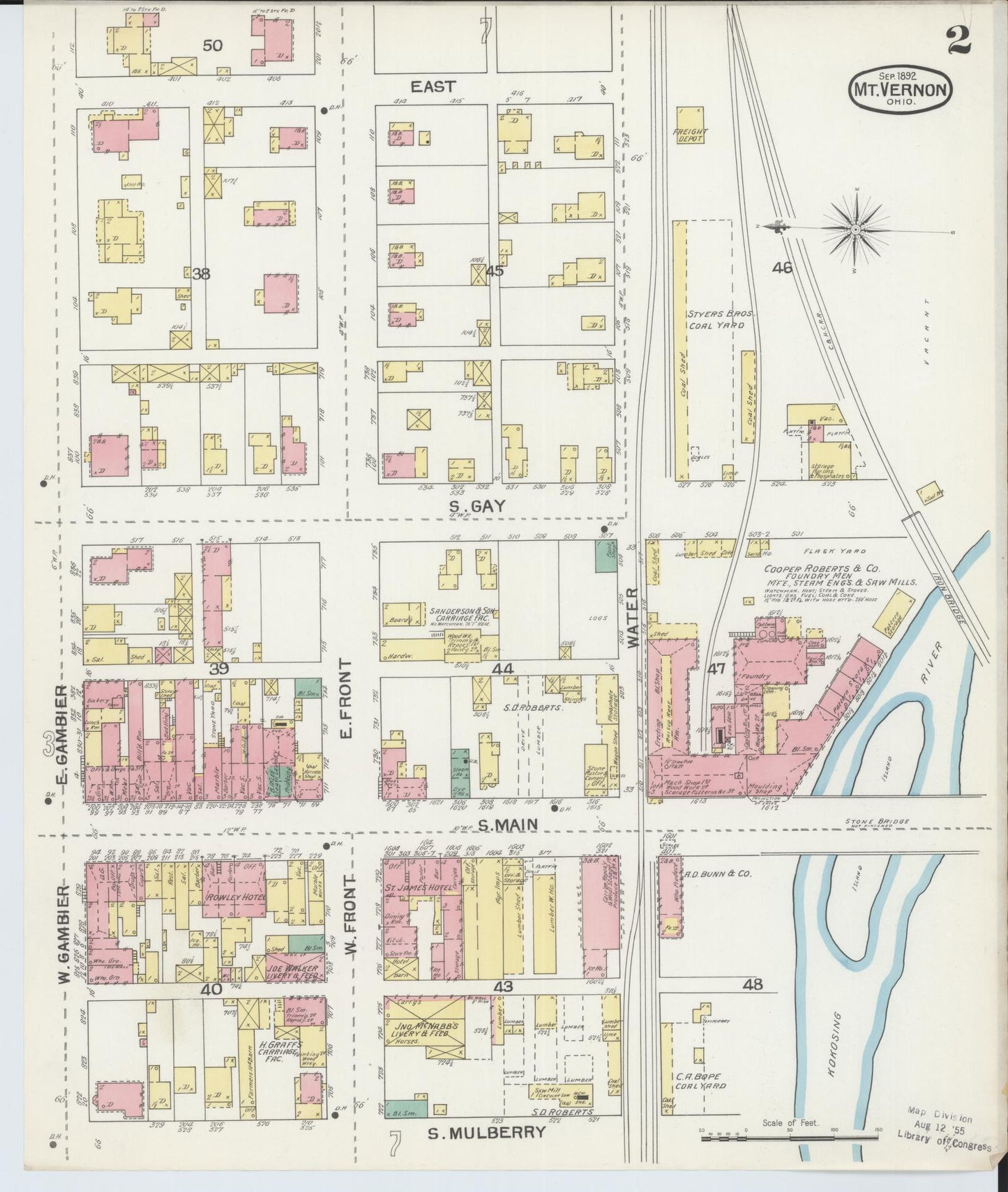 Sanborn Fire Insurance Map from Mount Vernon, Knox County, Ohio (1892), Sheet #0002 - Complete Map Set gallery image, historic Sanborn map, vintage wall art, Ohio Ohio