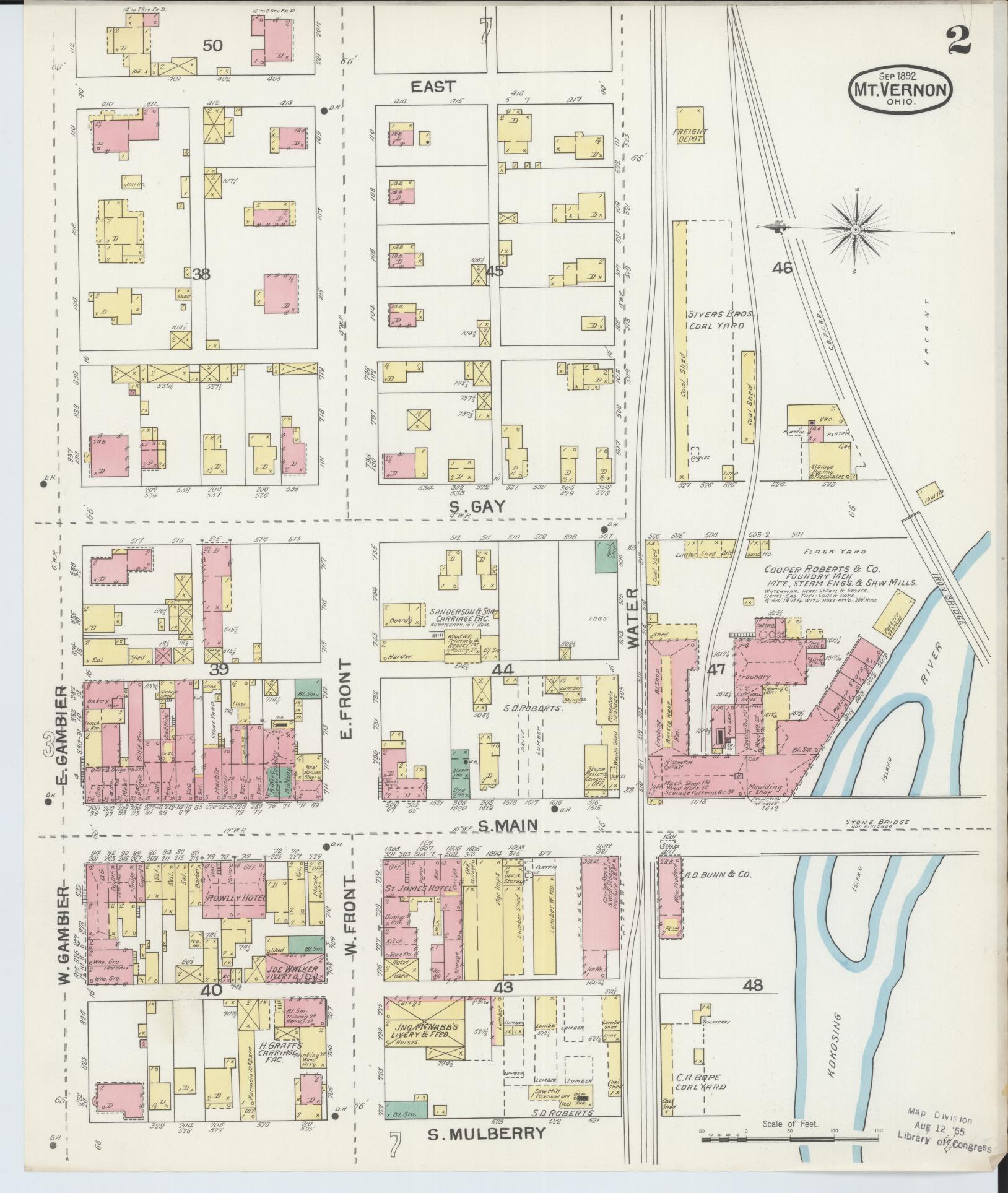 Sanborn Fire Insurance Map from Mount Vernon, Knox County, Ohio (1892), Sheet #0002 - Complete Map Set gallery image, historic Sanborn map, vintage wall art, Ohio Ohio