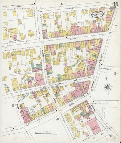 Sanborn Fire Insurance Map from Peekskill, Westchester County, New York (1905), Sheet #0011 - Complete Map Set gallery image, historic Sanborn map, vintage wall art, New York New York