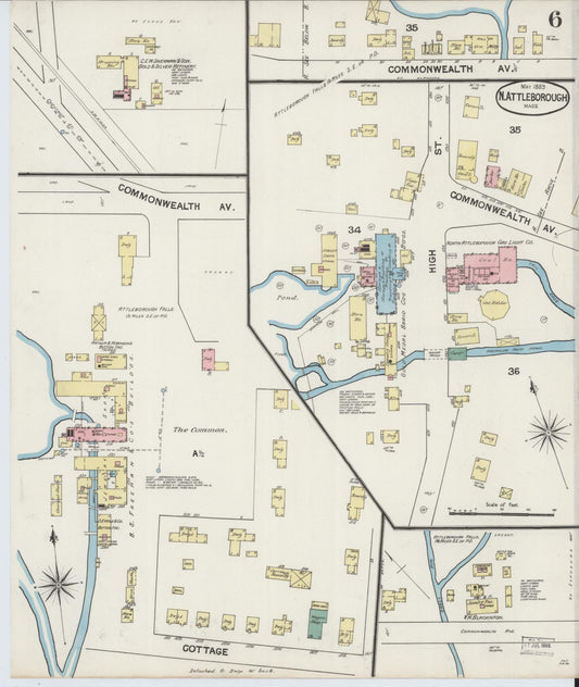 Sanborn Fire Insurance Map from North Attleborough, Bristol County, Massachusetts (1889), Sheet #0006 - Historic Sanborn Fire Insurance Map Print, vintage old map wall art, antique decor, genealogy gift, Massachusetts Massachusetts map