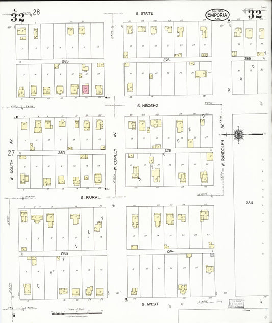 Sanborn Fire Insurance Map from Emporia, Lyon County, Kansas (1923), Sheet #0032 - Historic Sanborn Fire Insurance Map Print, vintage old map wall art, antique decor, genealogy gift, Kansas Kansas map