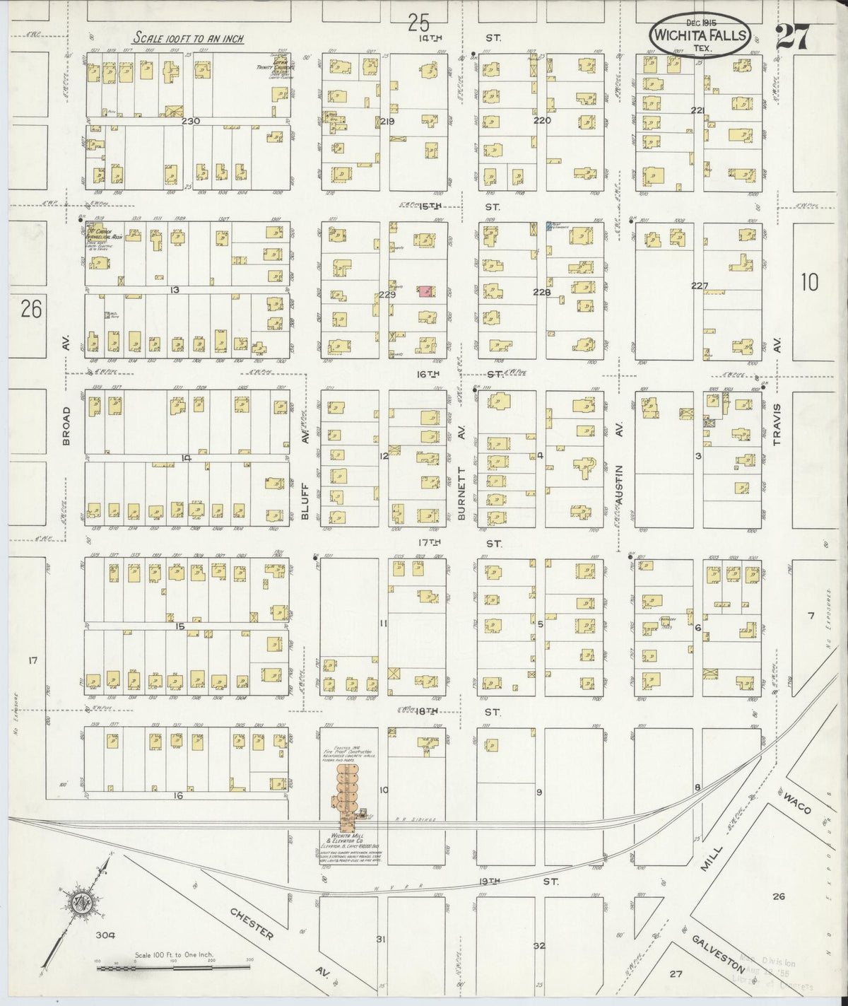 Sanborn Fire Insurance Map from Wichita Falls, Wichita County, Texas (1915), Sheet #0027 - Complete Map Set gallery image, historic Sanborn map, vintage wall art, Texas Texas