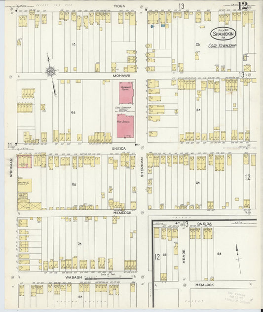 Sanborn Fire Insurance Map from Shamokin, Northumberland County, Pennsylvania (1913), Sheet #0012 - Historic Sanborn Fire Insurance Map Print, vintage old map wall art, antique decor, genealogy gift, Pennsylvania Pennsylvania map