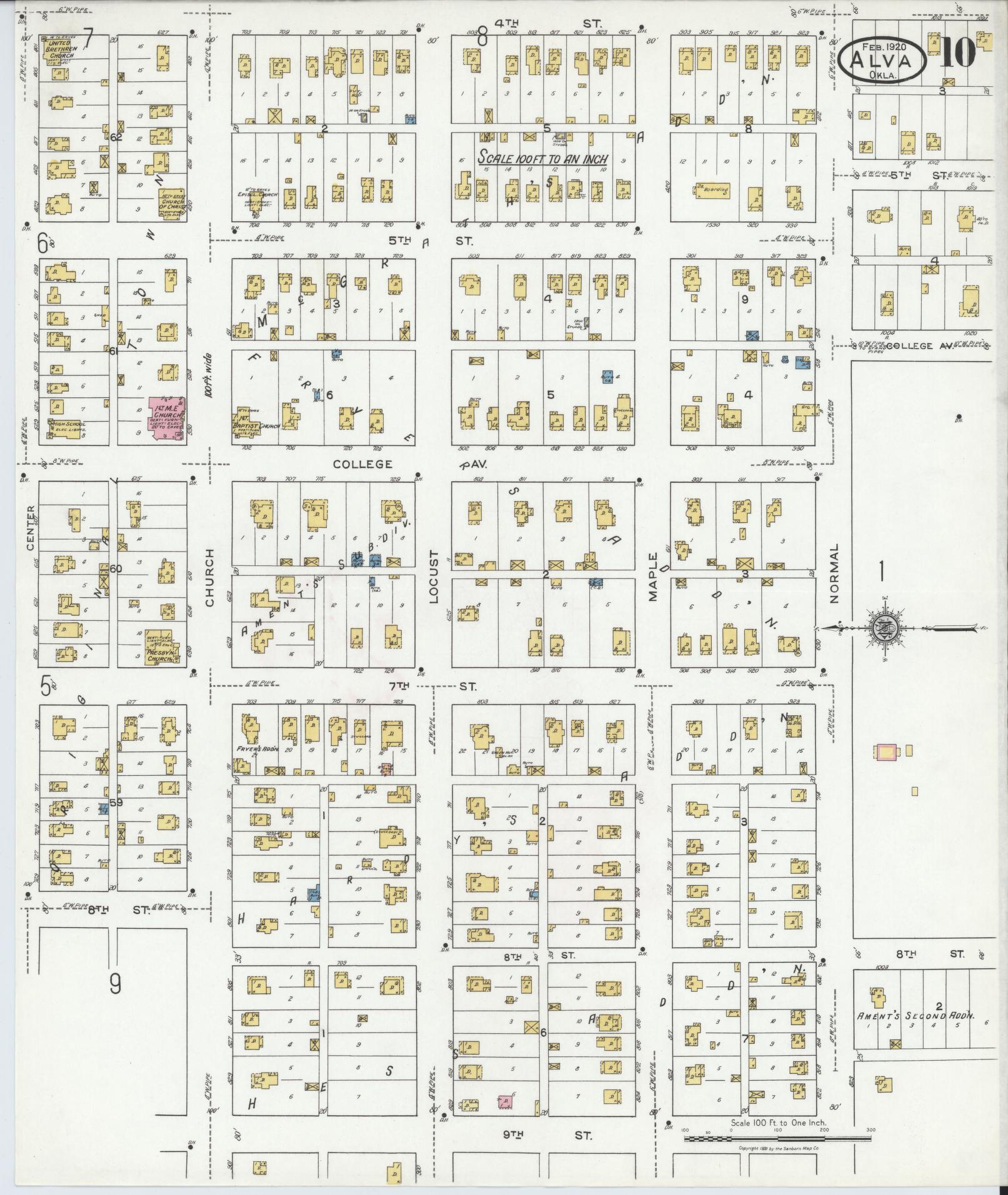 Sanborn Fire Insurance Map from Alva, Woods County, Oklahoma (1920), Sheet #0010 - Complete Map Set gallery image, historic Sanborn map, vintage wall art, Oklahoma Oklahoma