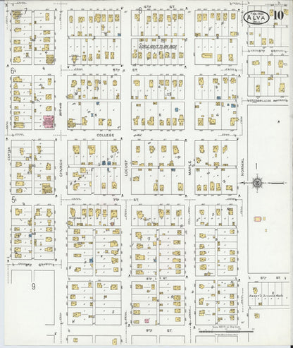 Sanborn Fire Insurance Map from Alva, Woods County, Oklahoma (1920), Sheet #0010 - Complete Map Set gallery image, historic Sanborn map, vintage wall art, Oklahoma Oklahoma