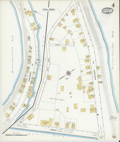 Sanborn Fire Insurance Map from Hull, Plymouth County, Massachusetts (1916), Sheet #0004 - Complete Map Set gallery image, historic Sanborn map, vintage wall art, Massachusetts Massachusetts
