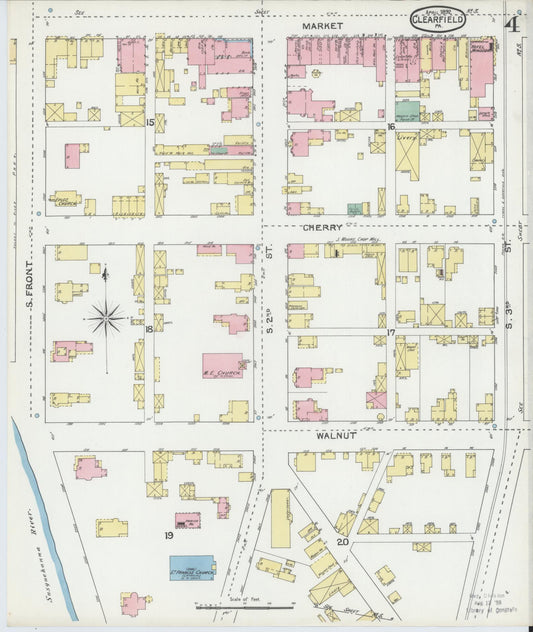 Sanborn Fire Insurance Map from Clearfield, Clearfield County, Pennsylvania (1892), Sheet #0004 - Historic Sanborn Fire Insurance Map Print, vintage old map wall art, antique decor, genealogy gift, Pennsylvania Pennsylvania map