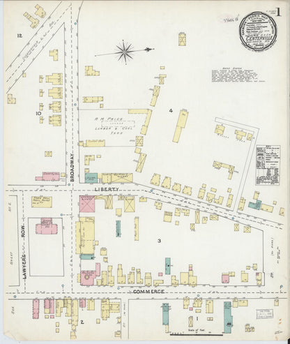 Sanborn Fire Insurance Map from Centreville, Queen Anne's County, Maryland (1891), Sheet #0001 - Complete Map Set gallery image, historic Sanborn map, vintage wall art, Maryland Maryland