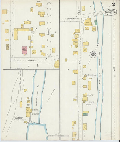 Sanborn Fire Insurance Map from Factoryville, Wyoming County, Pennsylvania (1903), Sheet #0002 - Complete Map Set gallery image, historic Sanborn map, vintage wall art, Pennsylvania Pennsylvania