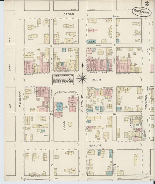 Sanborn Fire Insurance Map from Ravenna, Portage County, Ohio (1884), Sheet #0002 - Historic Sanborn Fire Insurance Map Print, vintage old map wall art, antique decor, genealogy gift, Ohio Ohio map