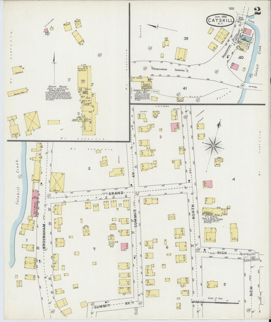 Sanborn Fire Insurance Map from Catskill, Greene County, New York (1895), Sheet #0002 - Complete Map Set gallery image, historic Sanborn map, vintage wall art, New York New York